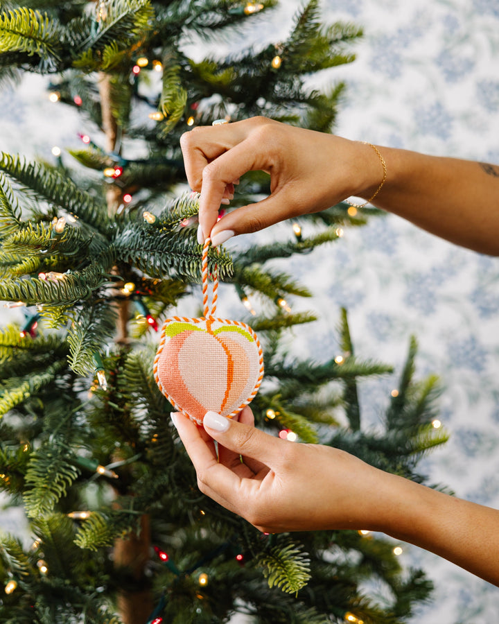Needlepoint Icon Ornament - Peach
