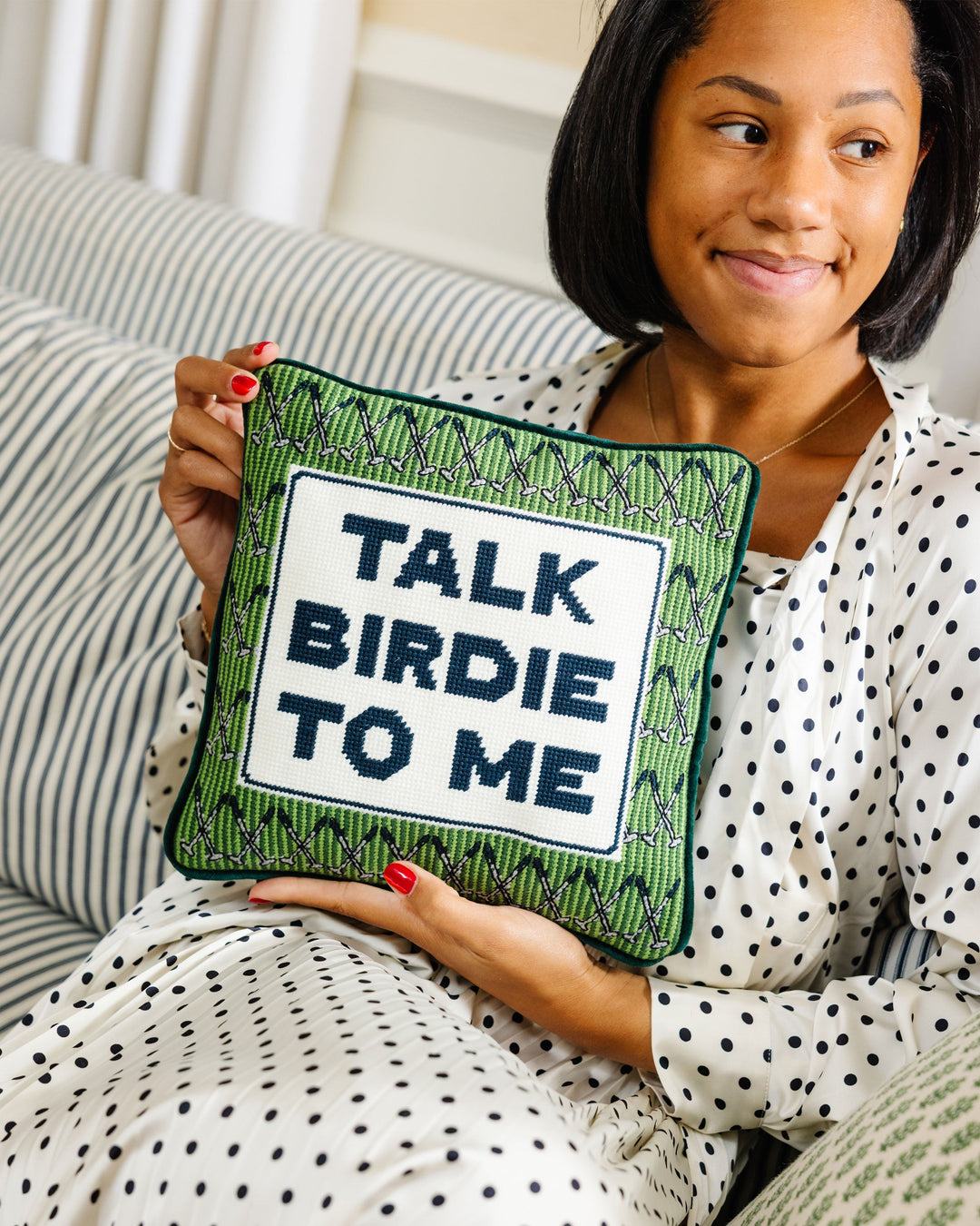 Talk Birdie To Me Needlepoint Pillow