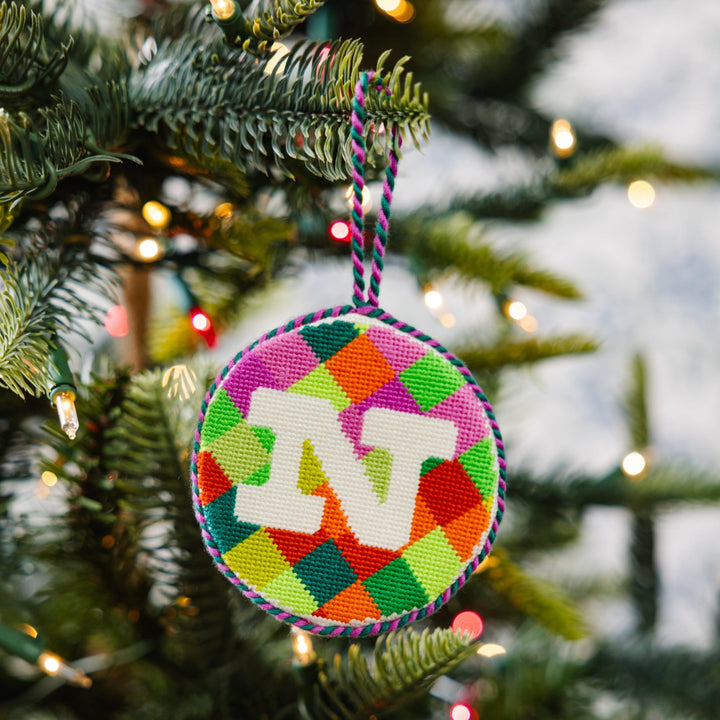 Needlepoint Monogram Ornament - N