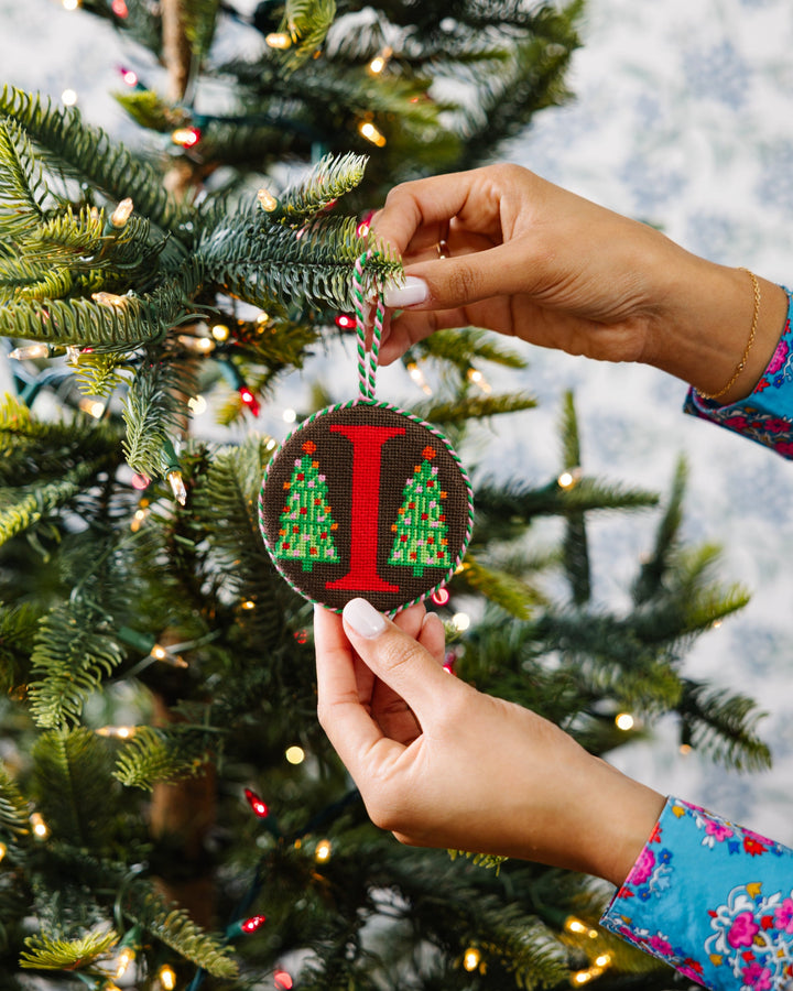 Needlepoint Monogram Ornament - I