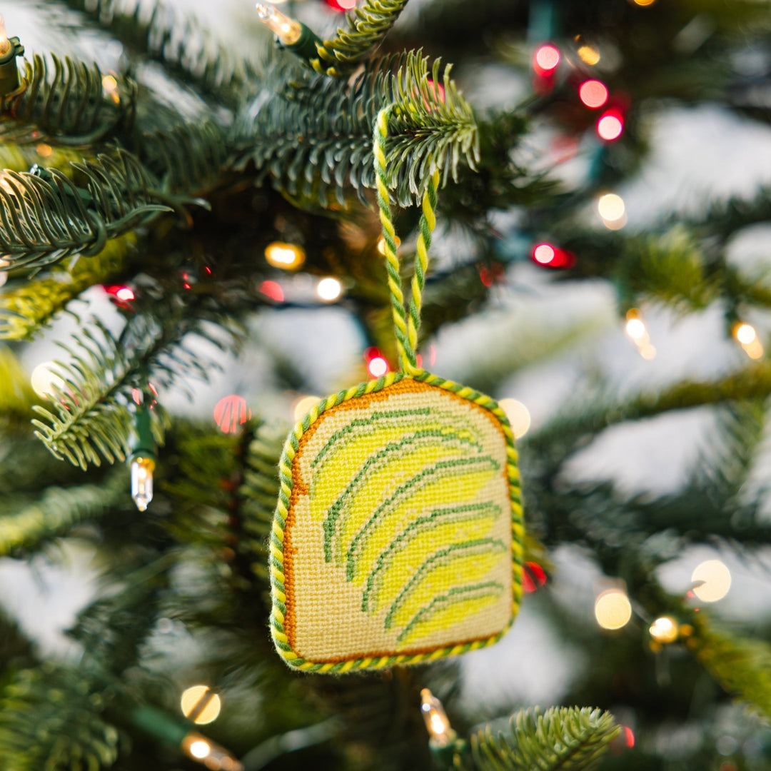 Needlepoint Icon Ornament - Avocado Toast