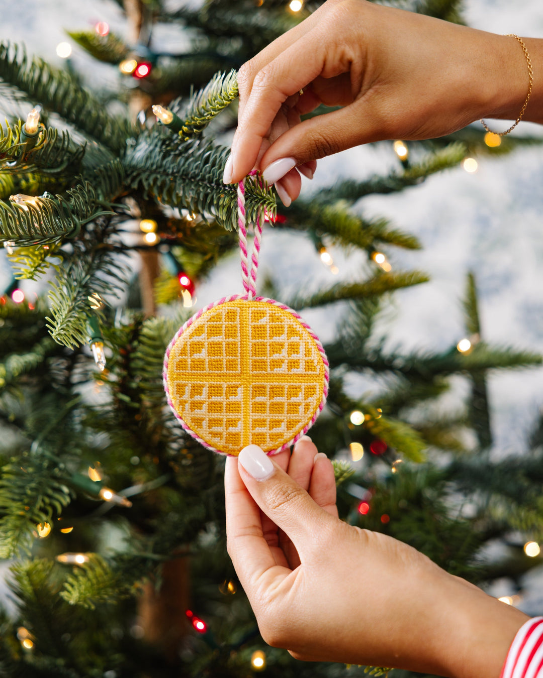 Needlepoint Icon Ornament - Waffle