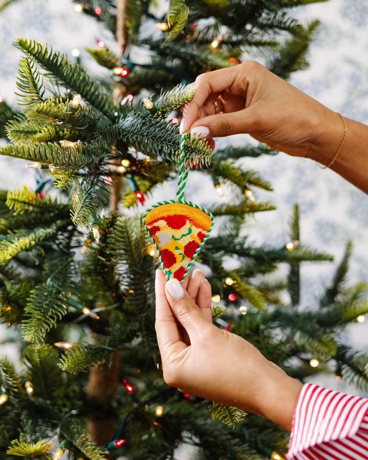 Needlepoint Icon Ornament - Pizza Slice