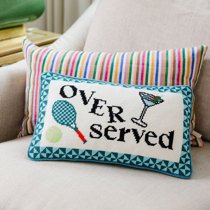Overserved Needlepoint Pillow