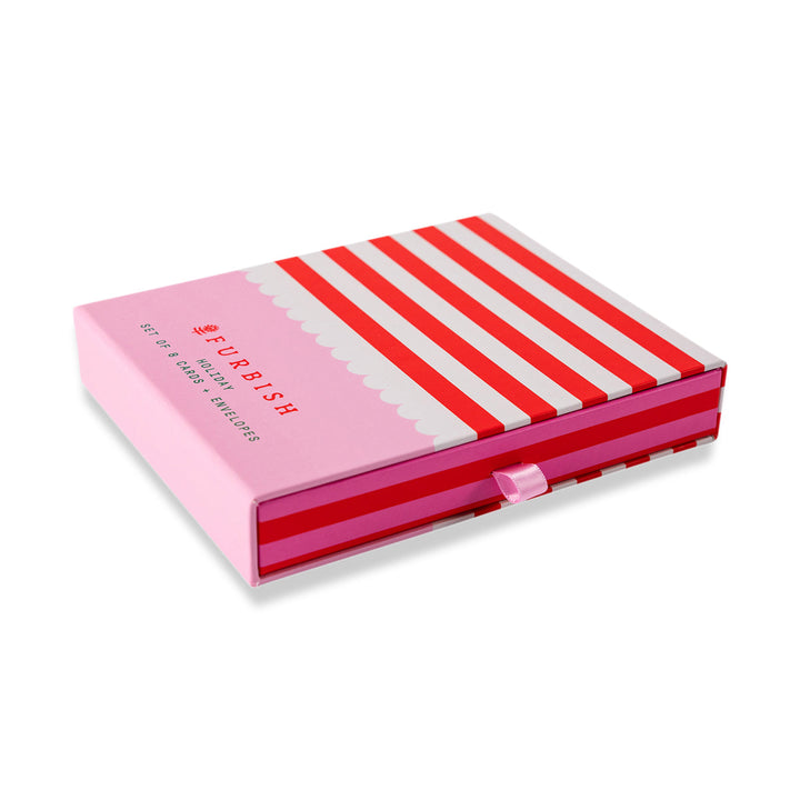 Boxed Greeting Card S/8 - Scallop Stripe