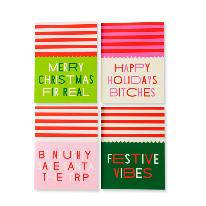 Boxed Greeting Card S/8 - Scallop Stripe