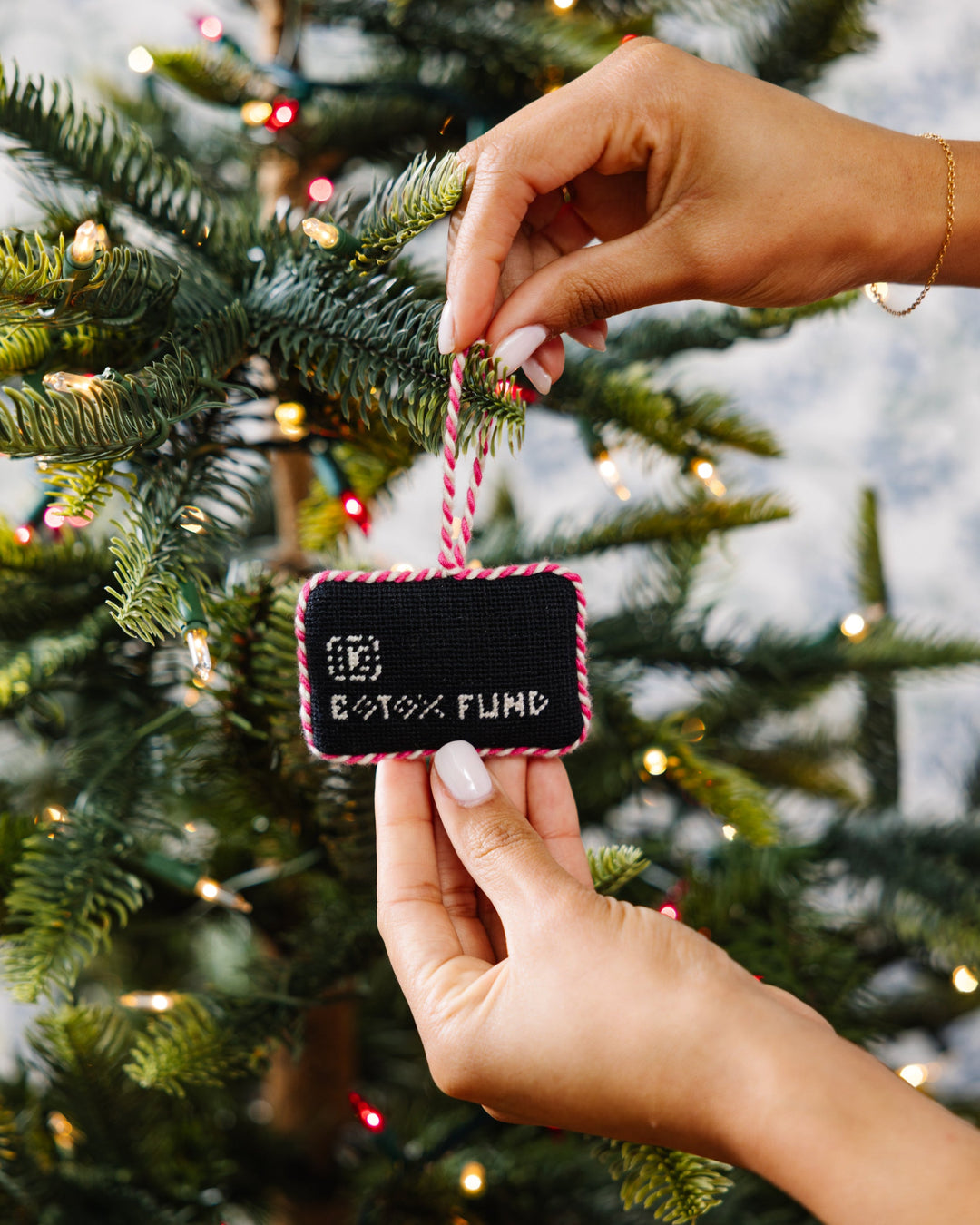 Needlepoint Icon Ornament - Black Card