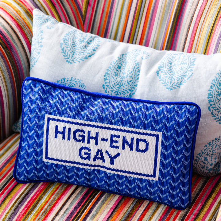 High End Gay Needlepoint Pillow