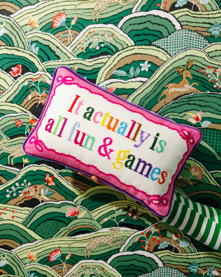 Fun And Games Needlepoint Pillow