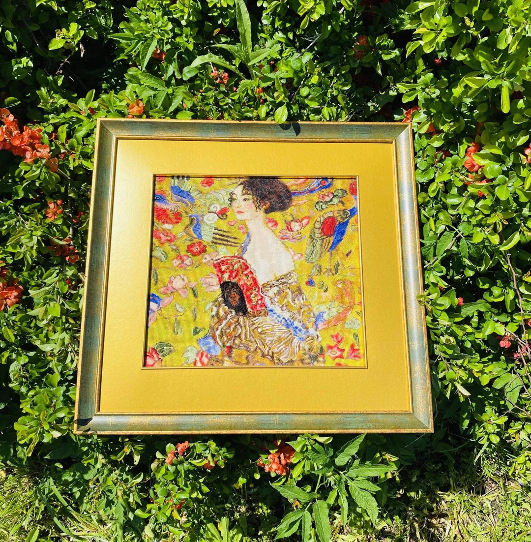 Lady with a Fan after G. Klimt`s Painting  R1226 Counted Cross Stitch Kit