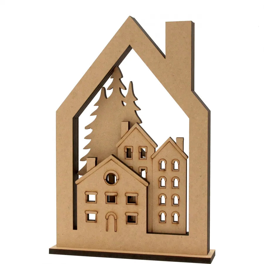 Rosa Talent Houses - 3D composition on a stand. MDF. 7.09*1.57*9.84 inches