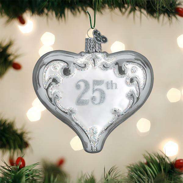 Old World Christmas 25th Anniversary Heart Blown Glass Ornament