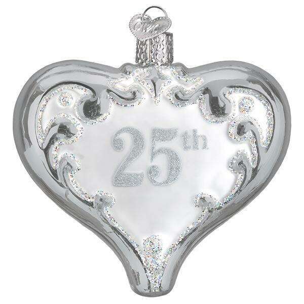 Old World Christmas 25th Anniversary Heart Blown Glass Ornament