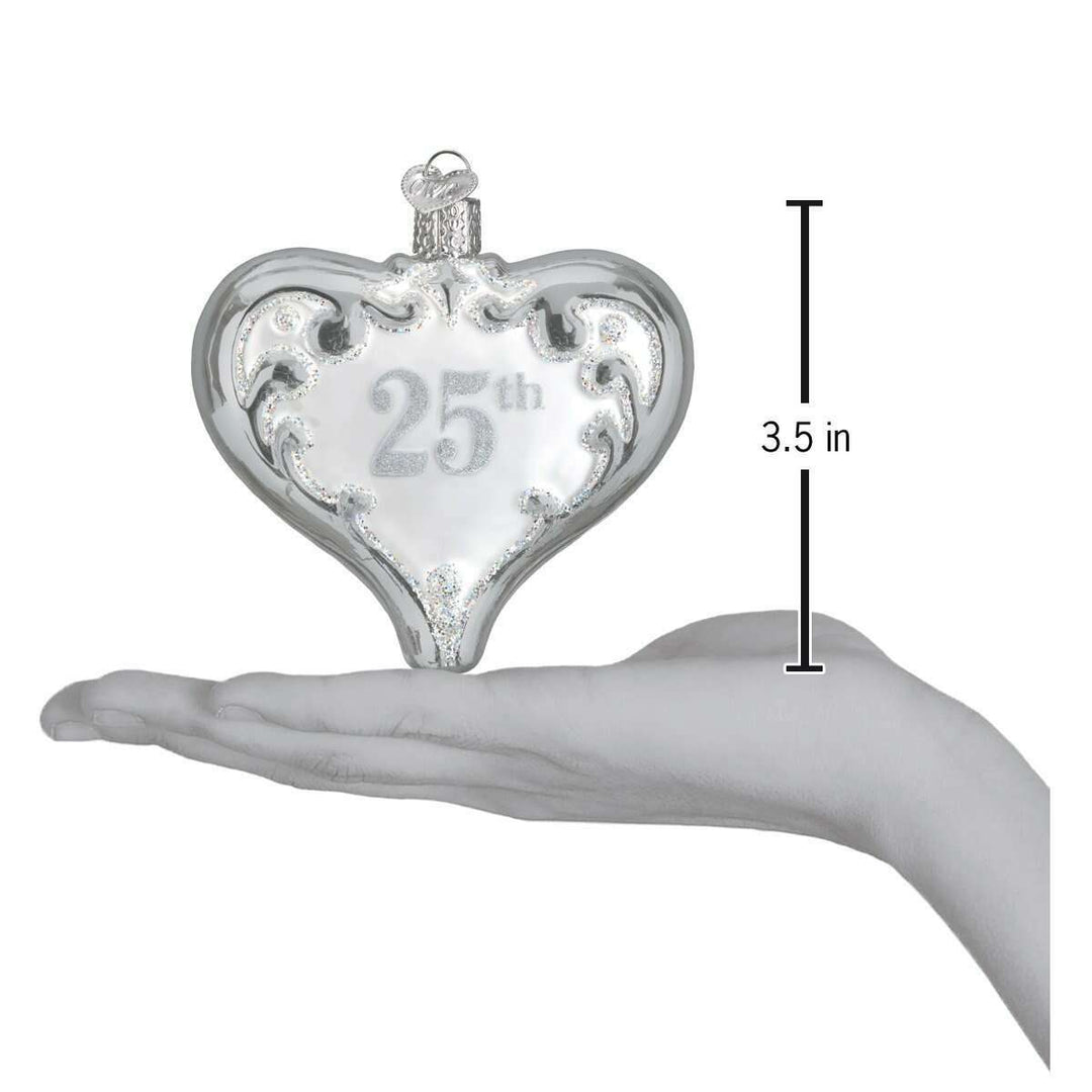 Old World Christmas 25th Anniversary Heart Blown Glass Ornament