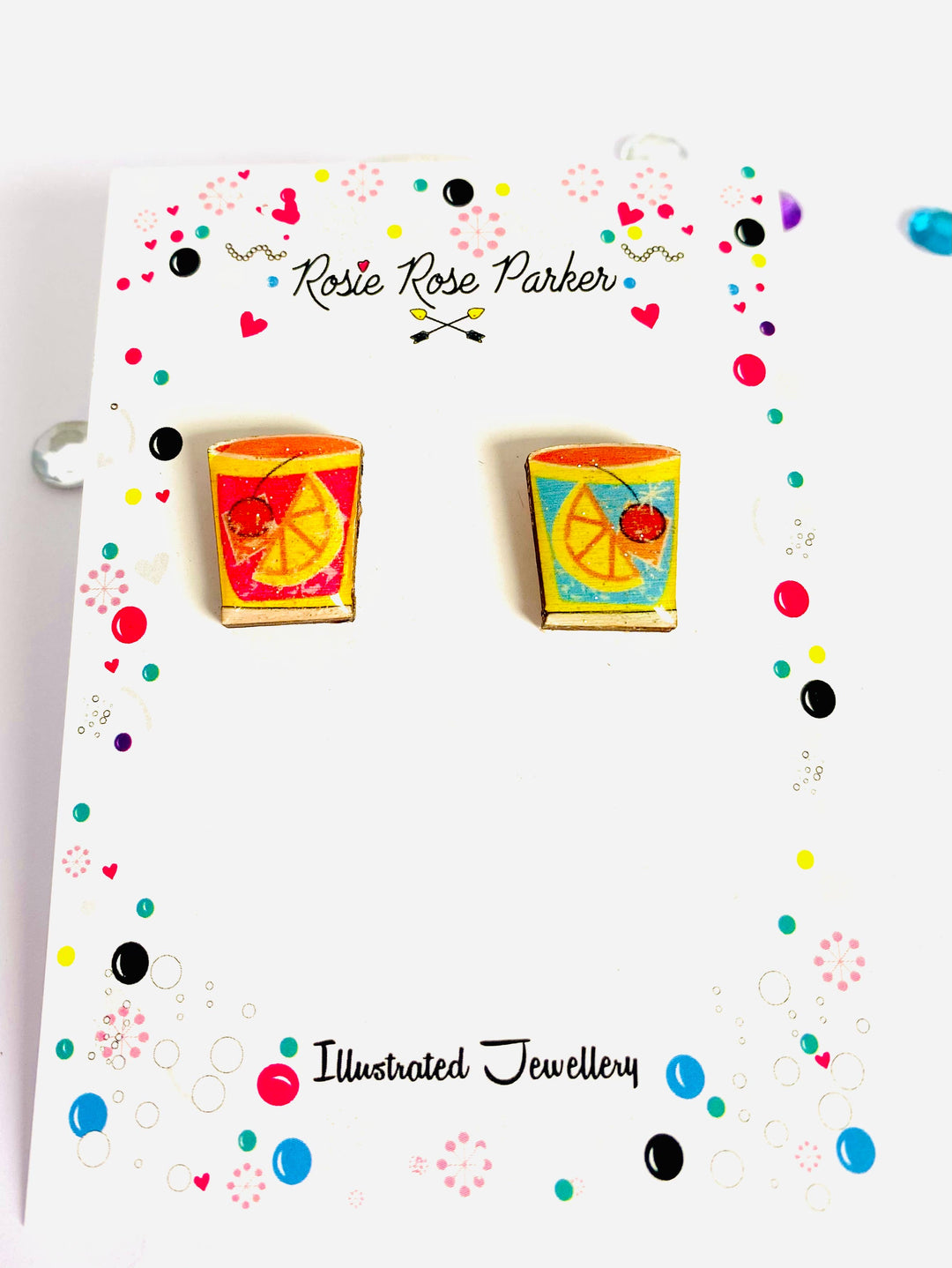 Summer Cocktail Stud Earrings by Rosie Rose Parker