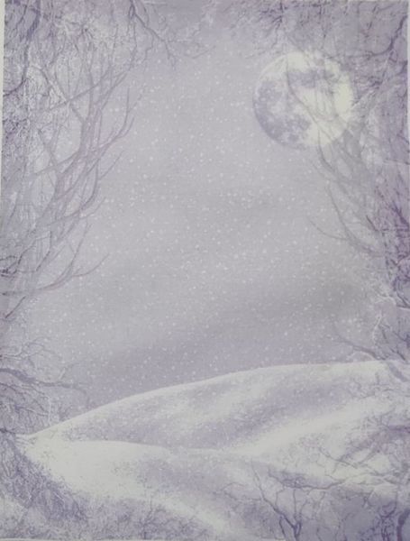 Moonlit Snow Designer Printed AIDA Fabric. Canvas for embroidery with an applied background  KF-1288A