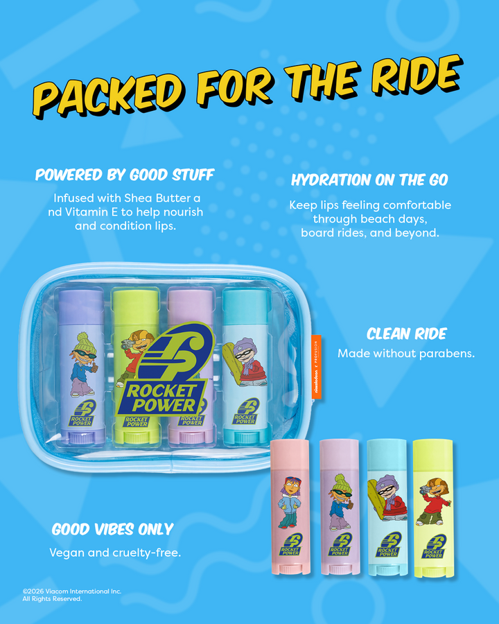 Rocket Power | Shred Ready - 4 PC Lip Balm Set with Keychain Bag