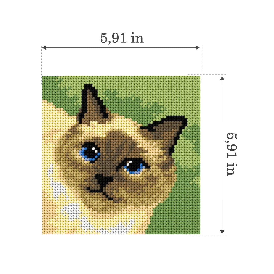 Needlepoint canvas for halfstitch without yarn Siamese Cat 2712D - Printed Tapestry Canvas