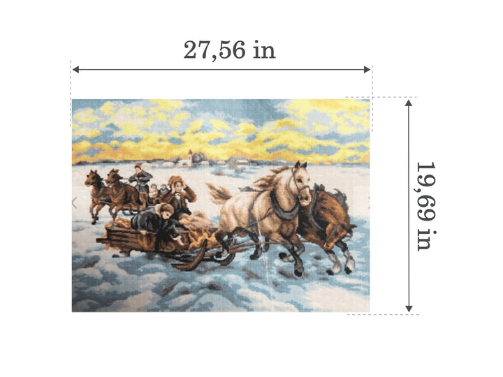 Gobelin canvas for halfstitch without yarn after Alfred Wierusz-Kowalski - Sleigh Ride 2762R