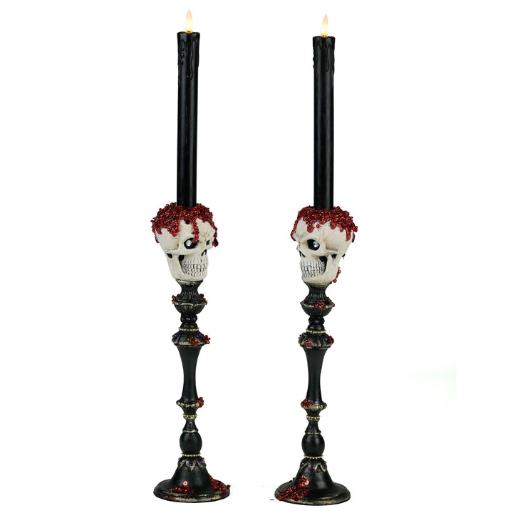 Skull Candlesticks Set of 2 | Halloween Decor | Katherine's Collection