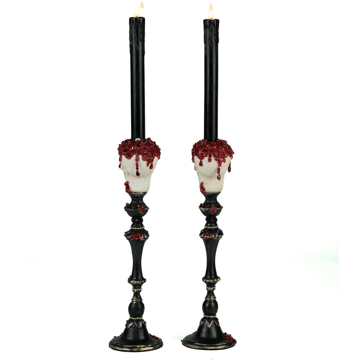 Skull Candlesticks Set of 2 | Halloween Decor | Katherine's Collection