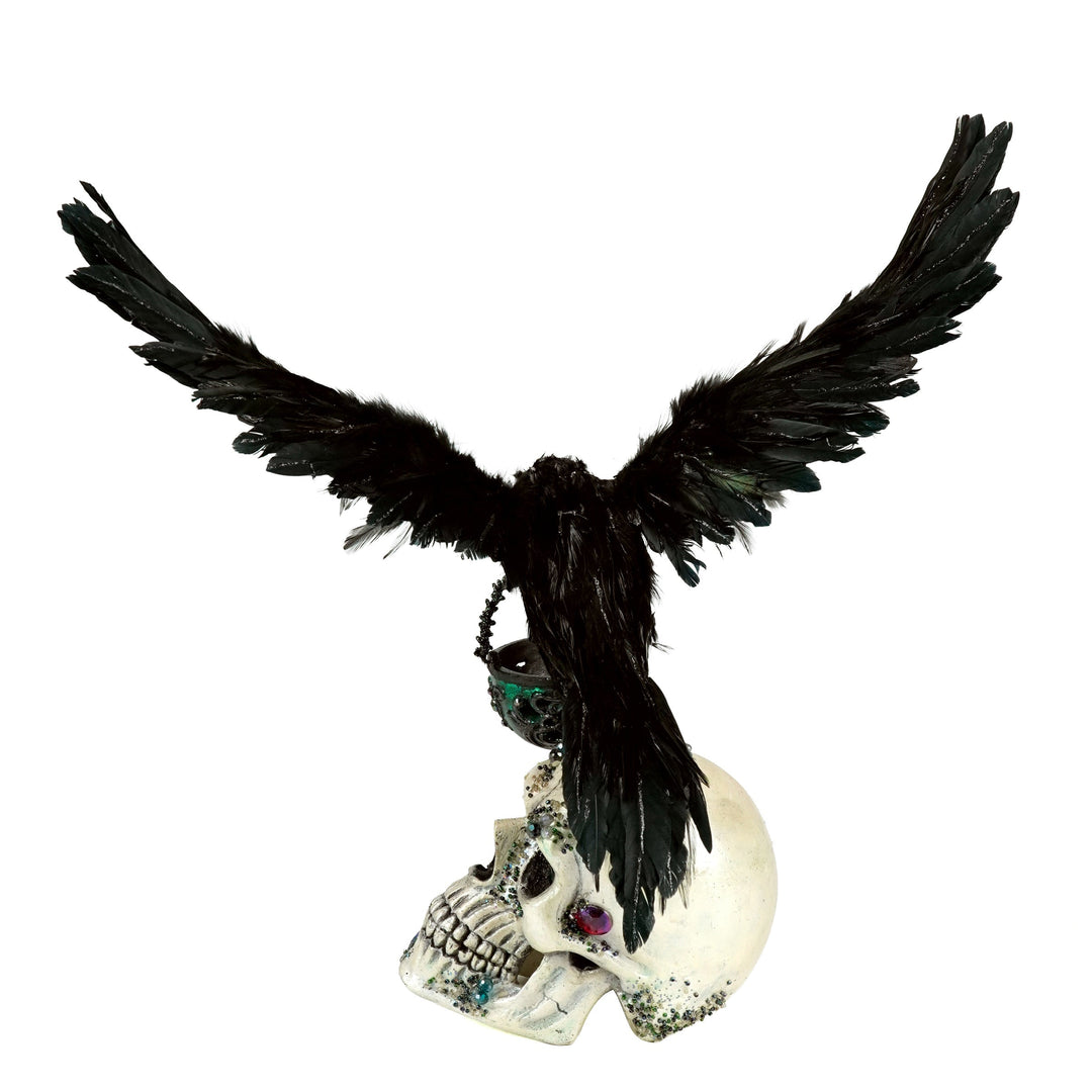 Watchful Crow with Tea Light Lantern | Halloween Decor | Katherine's Collection