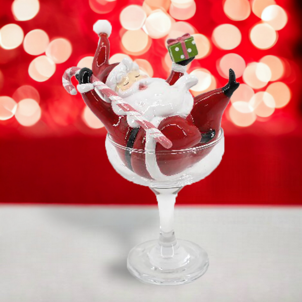 Retro Santa in Martini Glass by December Diamonds