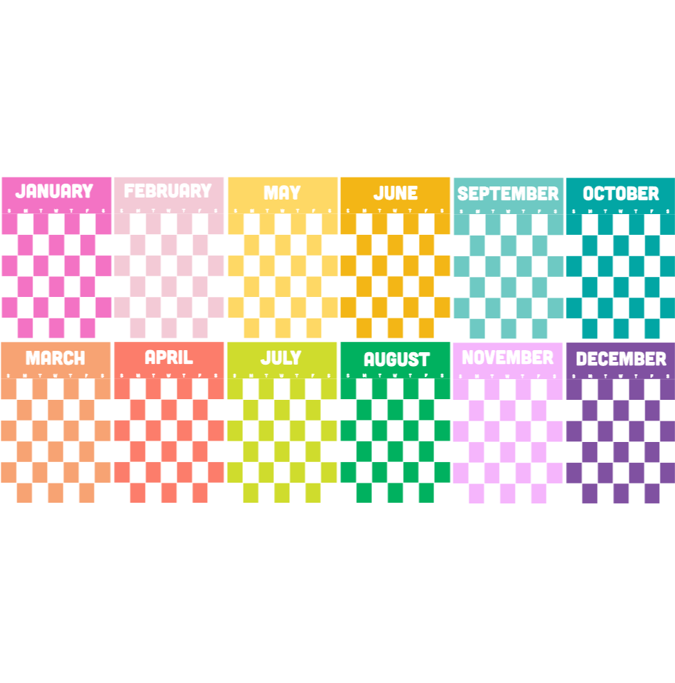 Rainbow Checkerboard wall calendar