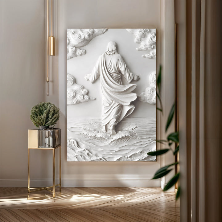 3D Minimalist Jesus Walking on Water Wall Art