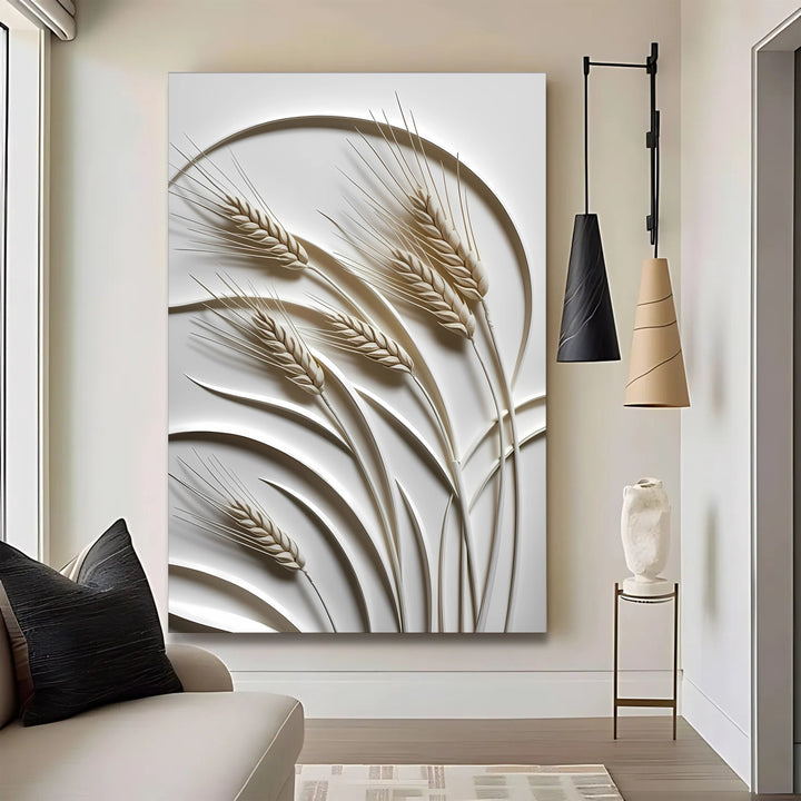 3D Minimalist Wheat Wall Art