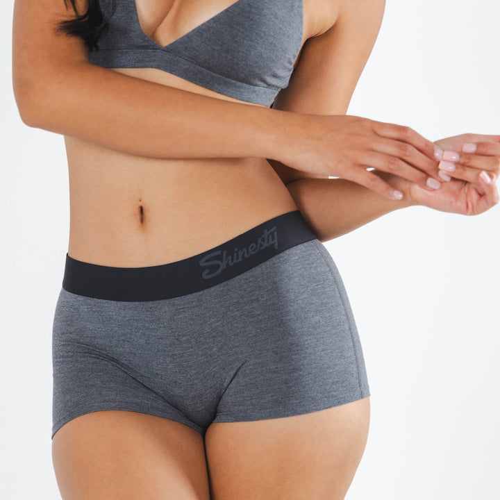 The Basalt | Heather Charcoal Boyshort Underwear with Waistband