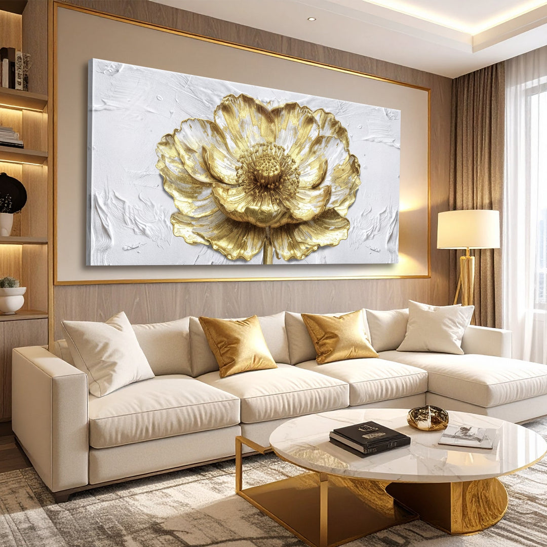 Golden Dandelion Minimalist Abstract Wall Art V