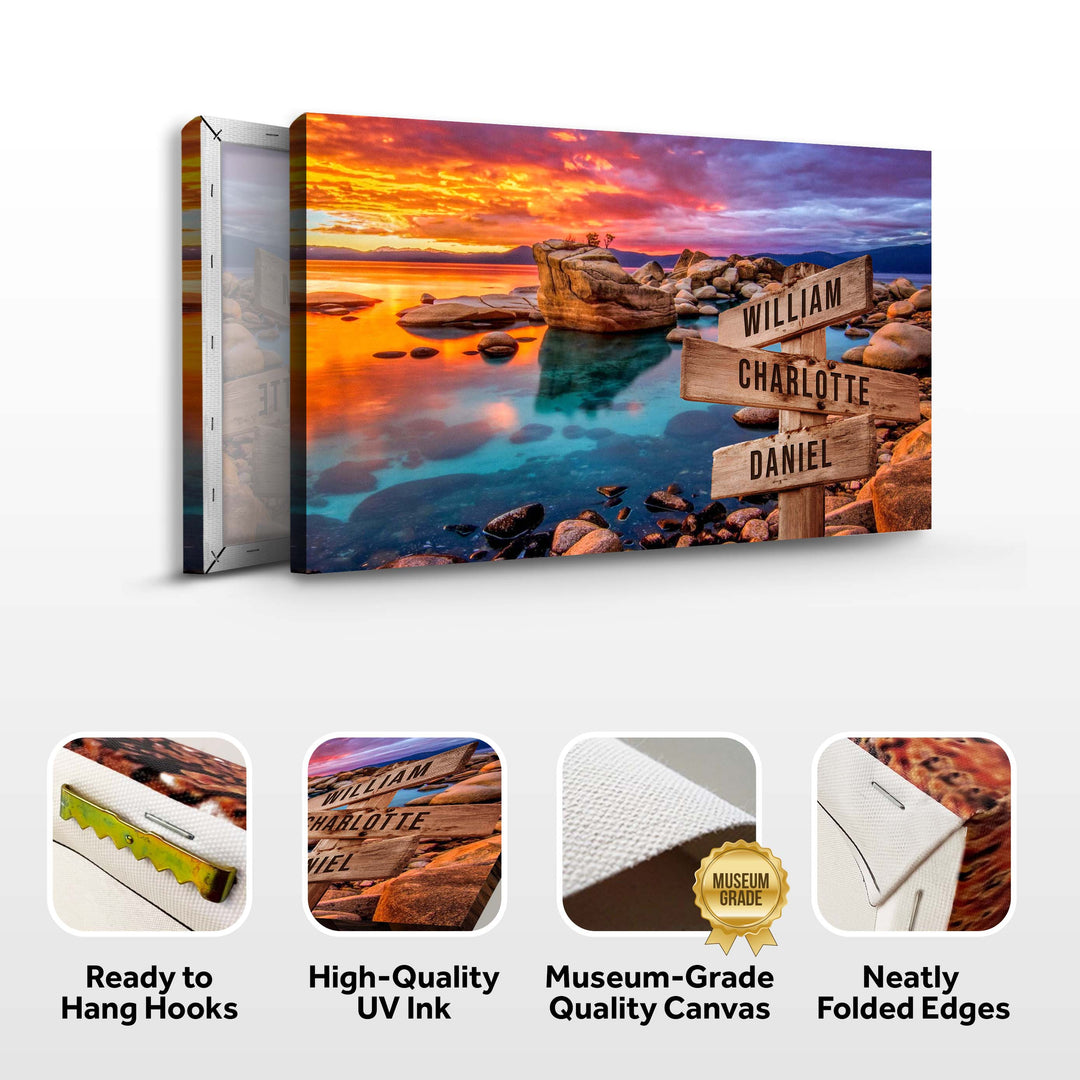 Sunset Beach Skies Family Names Sign