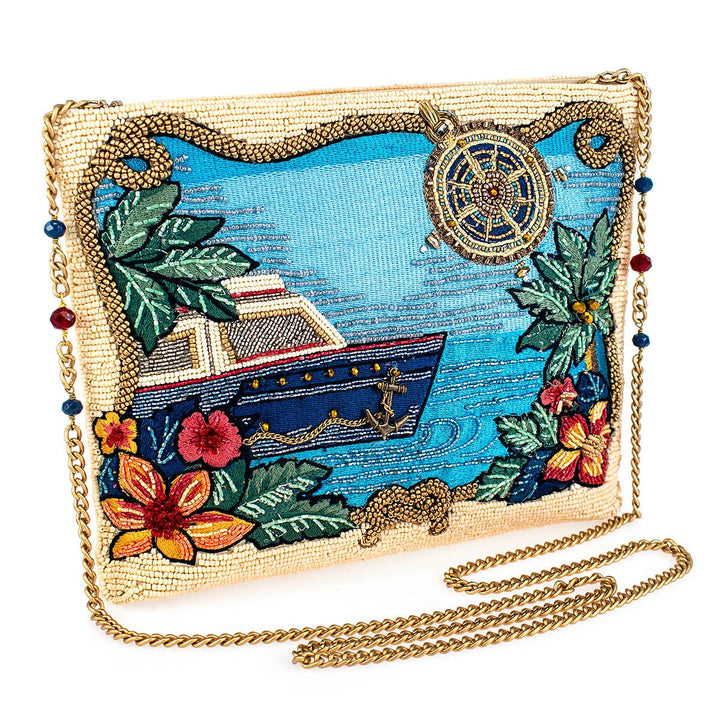 Open Waters Beaded Nautical Crossbody Clutch Handbag