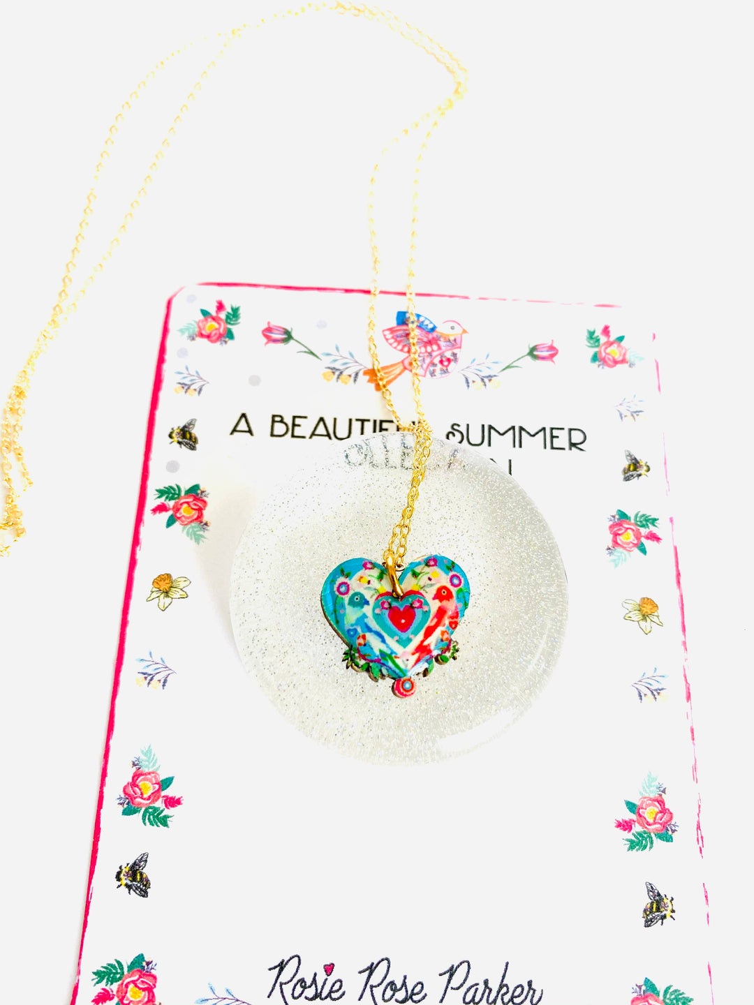 Lovebird Necklace on Gold Chain by Rosie Rose Parker