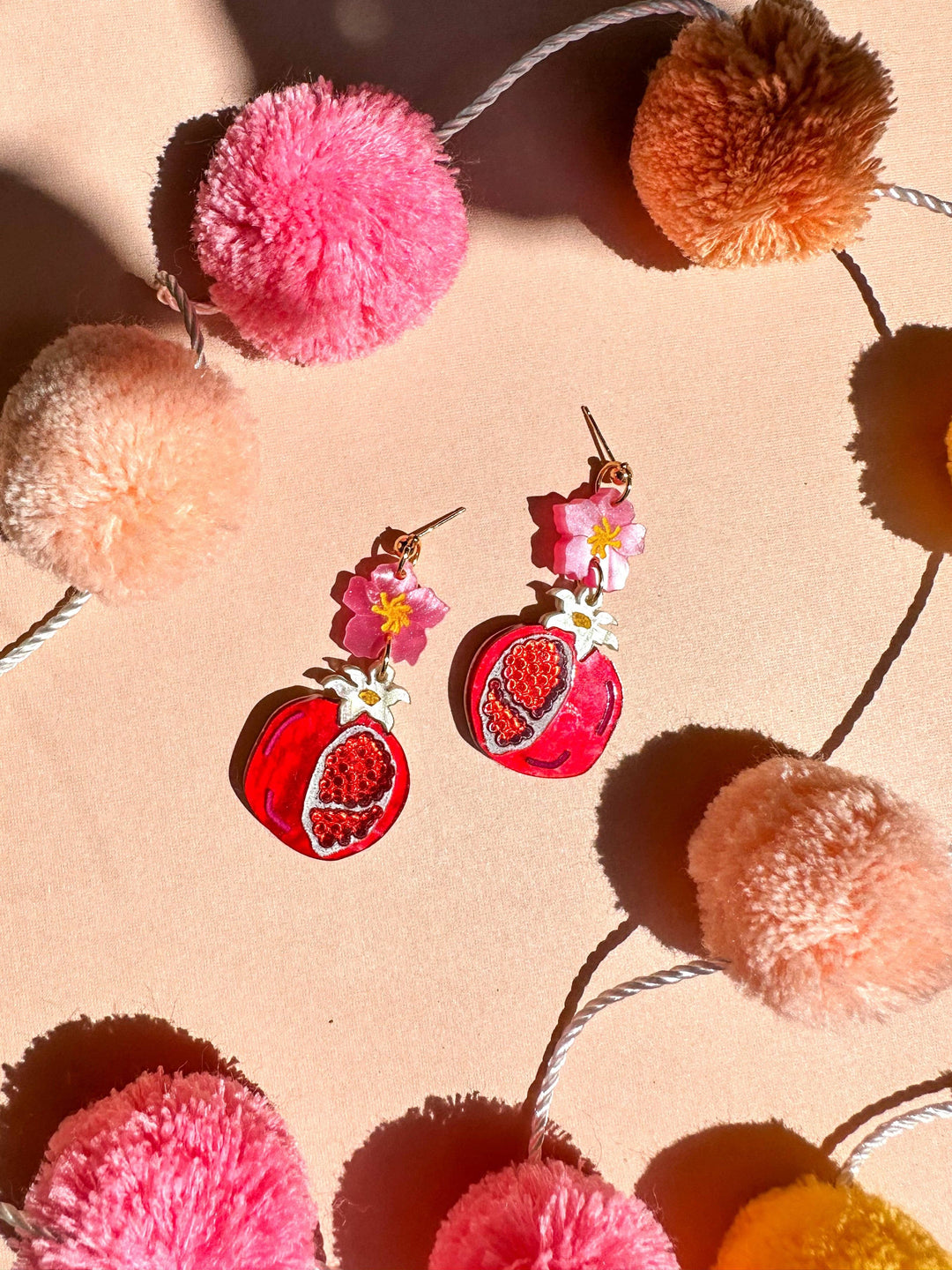 Pomegranate Acrylic Dangle Earrings