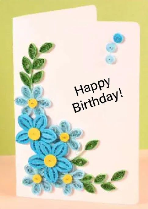 Greeting Card Making Kit. Myosotis Flowers DIY Quilling Kit F07M3-5-FL6
