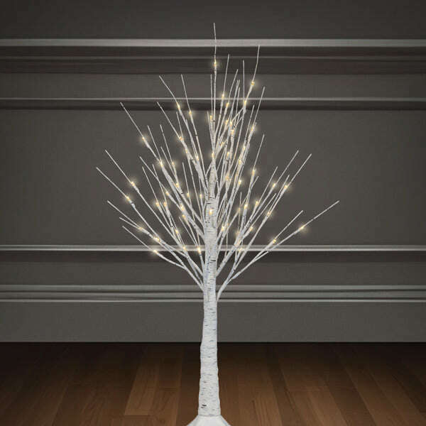 Old World Christmas 3 Ft Lit Winter White Birch Tree