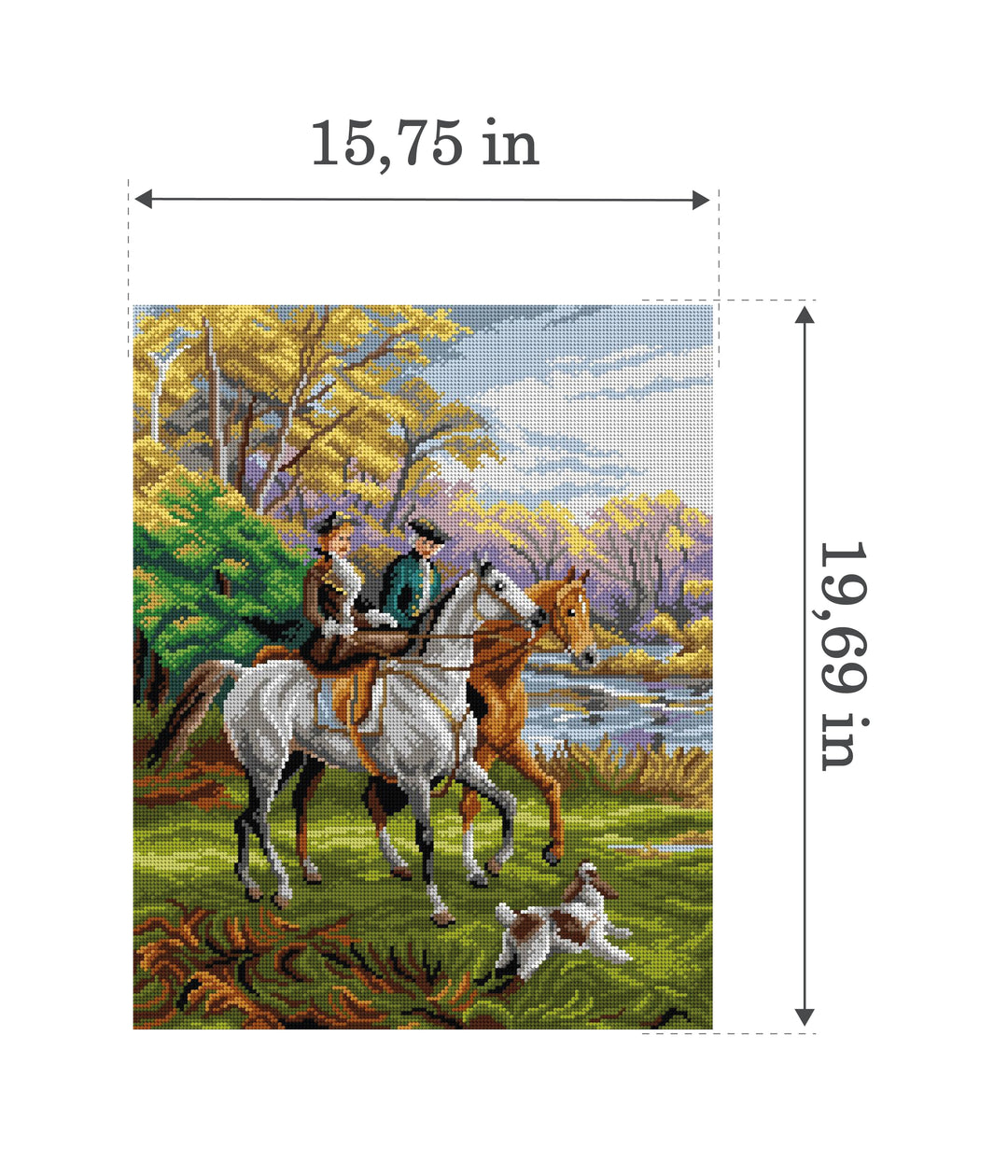 The Morning Ride 3041M Needlepoint canvas for halfstitch without yarn