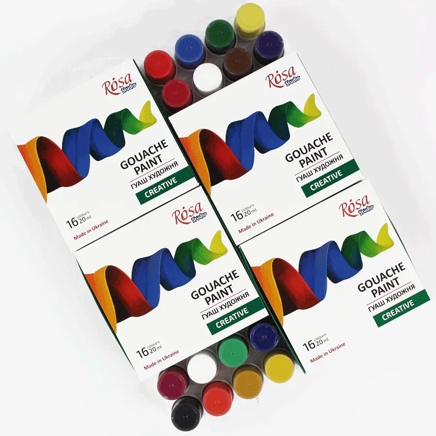 Rosa Studio Gouache Paint Set Creative 16 colors (0.68 oz each)