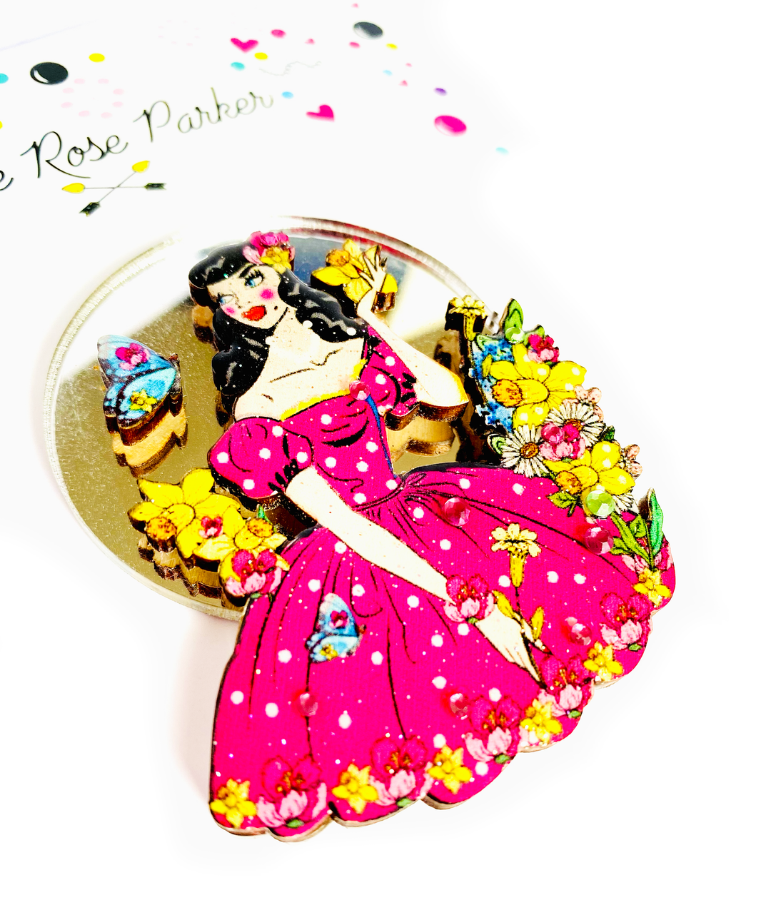 Betty Blue Eyes Acrylic Brooch by Rosie Rose Parker