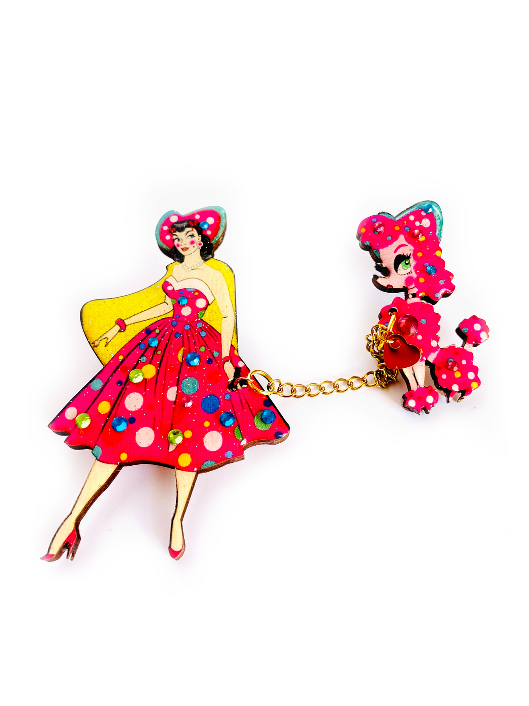 Betty and Lulu Walkies Time Brooch by Rosie Rose Parker