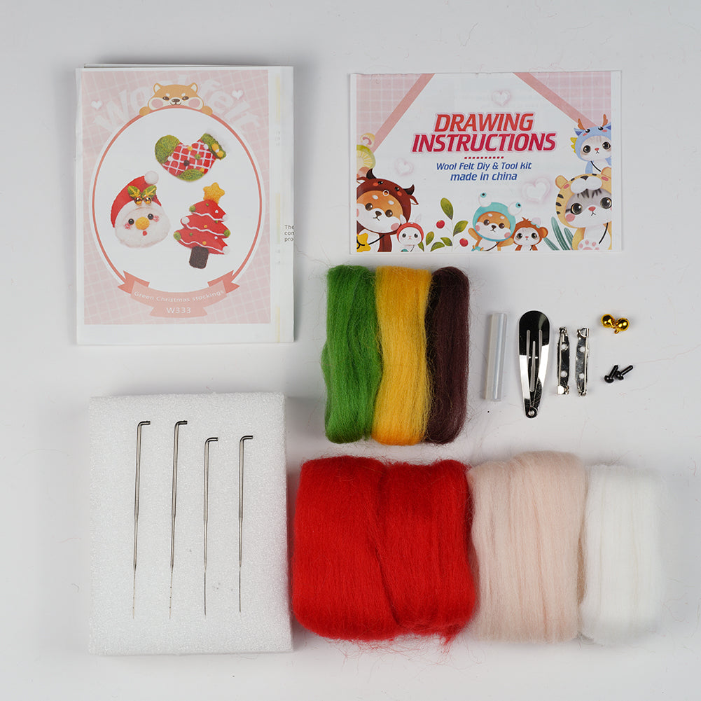 Christmas Needle Felting Kit. Wizardi DIY Wool Craft Kit F07N8-W333