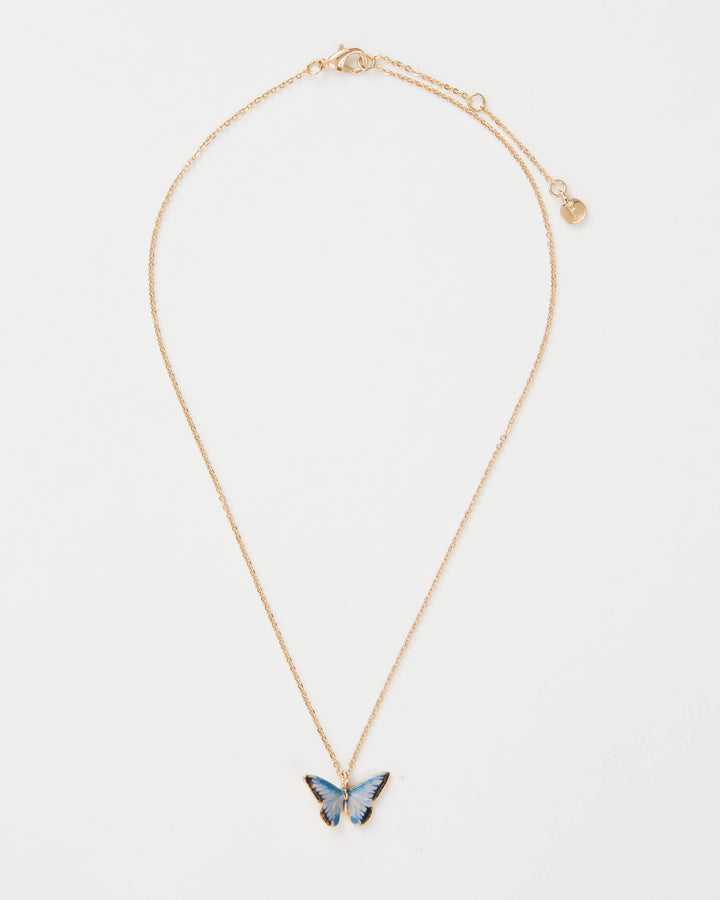 FABLE Enamel Blue Butterfly Short Necklace