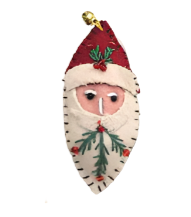 2.5" Folk Art Felted Wool Santa Pin