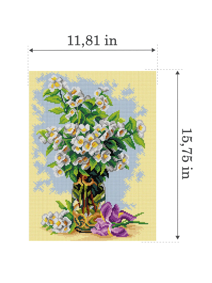 Gobelin canvas for halfstitch without yarn after Paul de Longpre - Summer Flowers 3507J