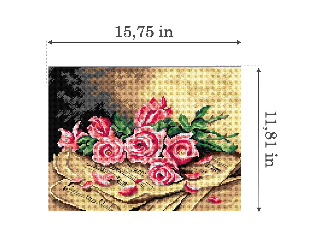 Gobelin canvas for halfstitch without yarn after Madeleine Jeanne Lemaire - Still Life with Roses 3530J