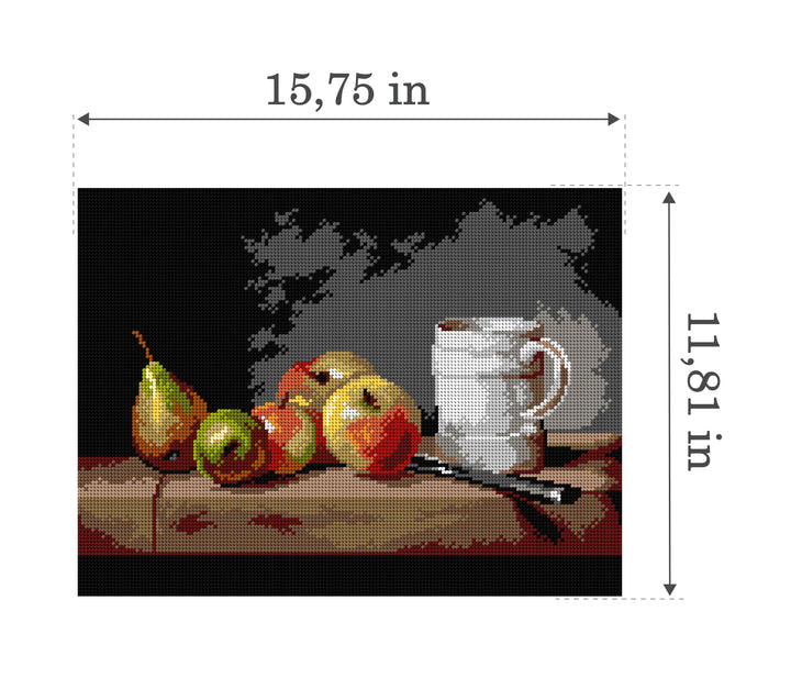 Still Life with a Cup, Apples and Pears Gobelin Canvas for Half Stitch by Orchidea 3614J