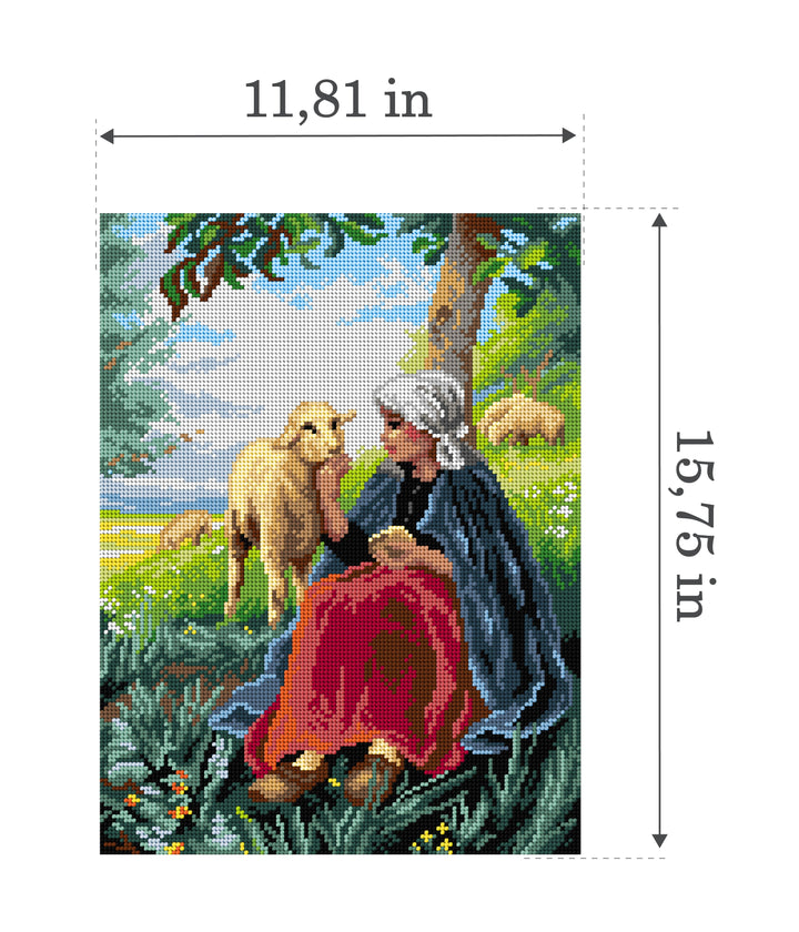 Shepherdess and Sheep Gobelin Canvas for Half Stitch by Orchidea 3620J
