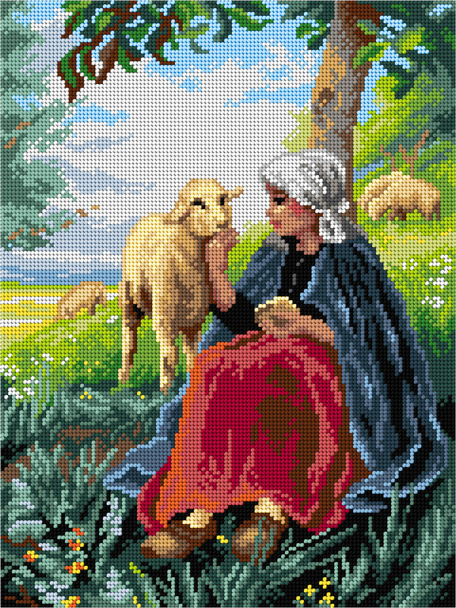 Shepherdess and Sheep Gobelin Canvas for Half Stitch by Orchidea 3620J